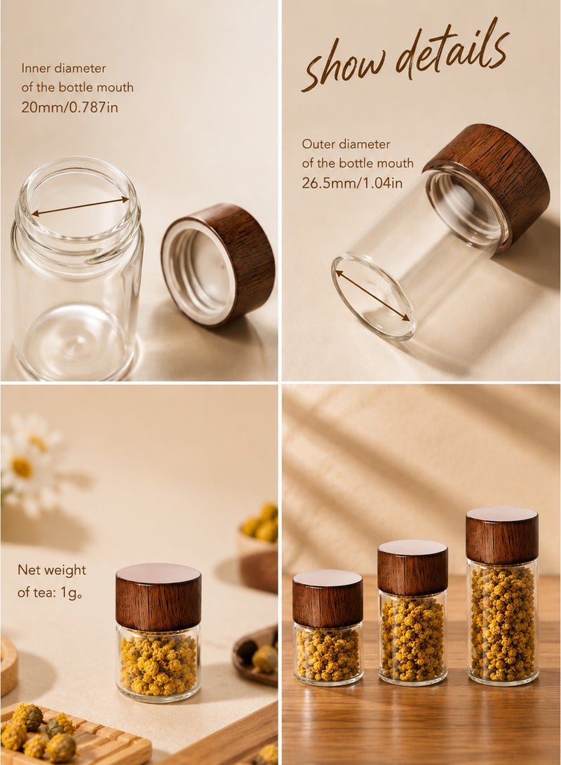 GOOGO 12-Piece Mini Glass Sealed Container Set, Sizes 10ml, 20ml, 30ml, Mini Jar, Small Jar, Suitable for Food-Grade Coffee Powder, Gold Beans, Portable Tea Storage Bottles, Small Empty Bottles - Image 4