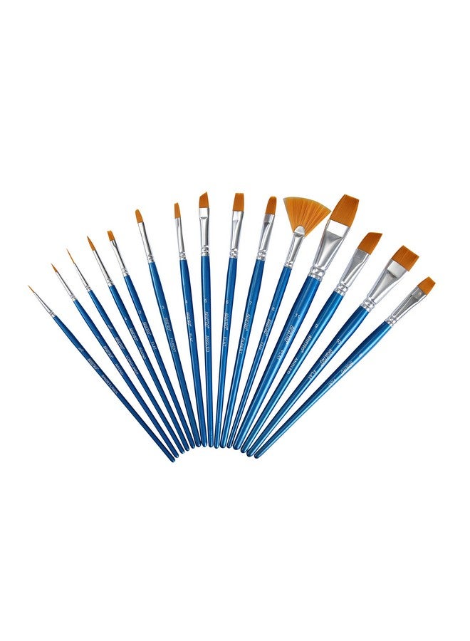BRUSTRO Synthetic Hair Short Handle Artists Brush Set Of 15 In A Premium Zippered Brush Wallet - Image 3
