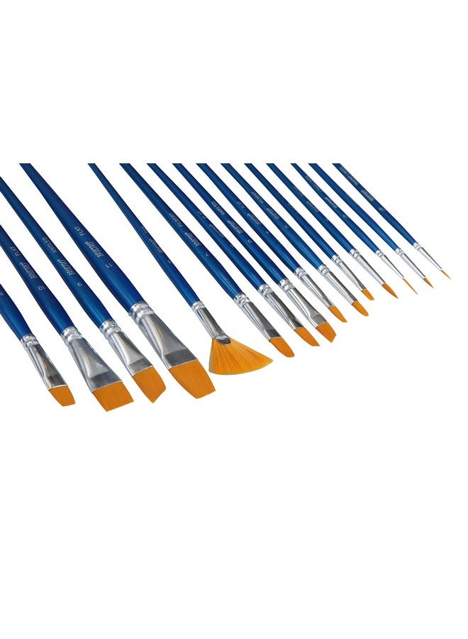 BRUSTRO Synthetic Hair Short Handle Artists Brush Set Of 15 In A Premium Zippered Brush Wallet - Image 5