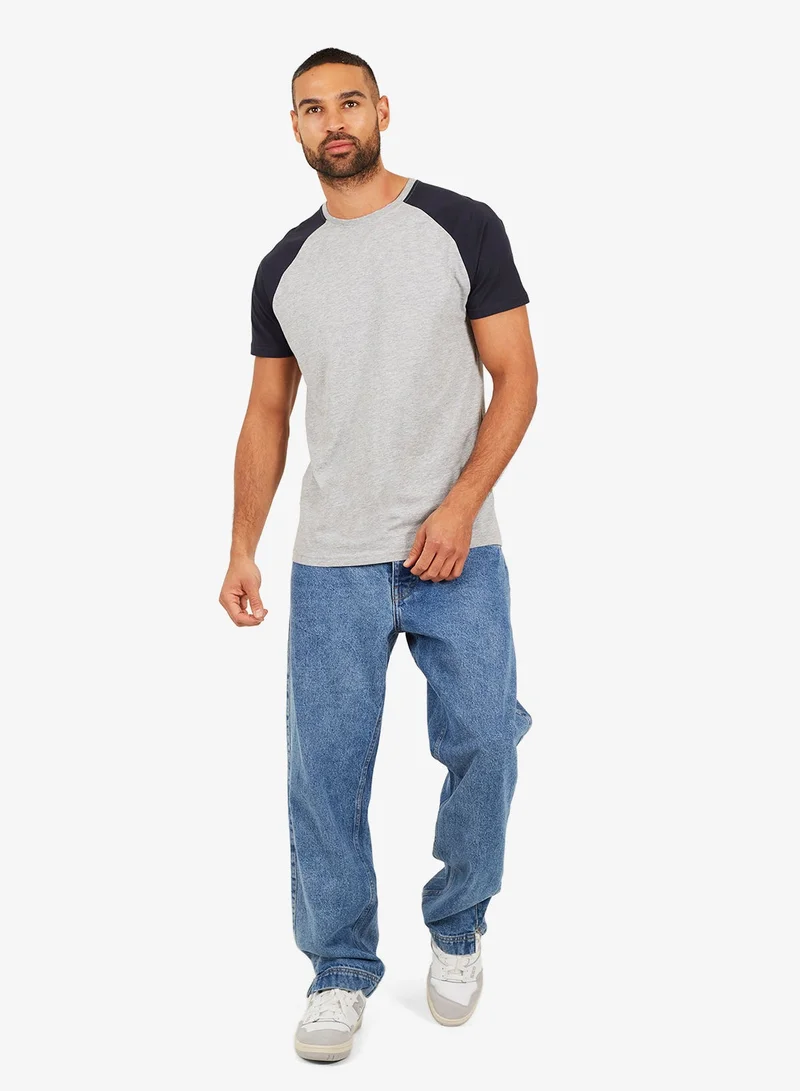 BRAVE SOUL MENS CREW NECK TSHIRT WITH CONTRAST