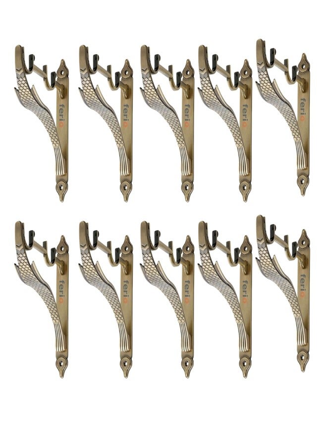 Ferio Double Curtain Rod Brackets/Support for 1 Inch Curtain Rod Holders Brass Antique Set of 2 Pic (Pack of 10) - Image 1