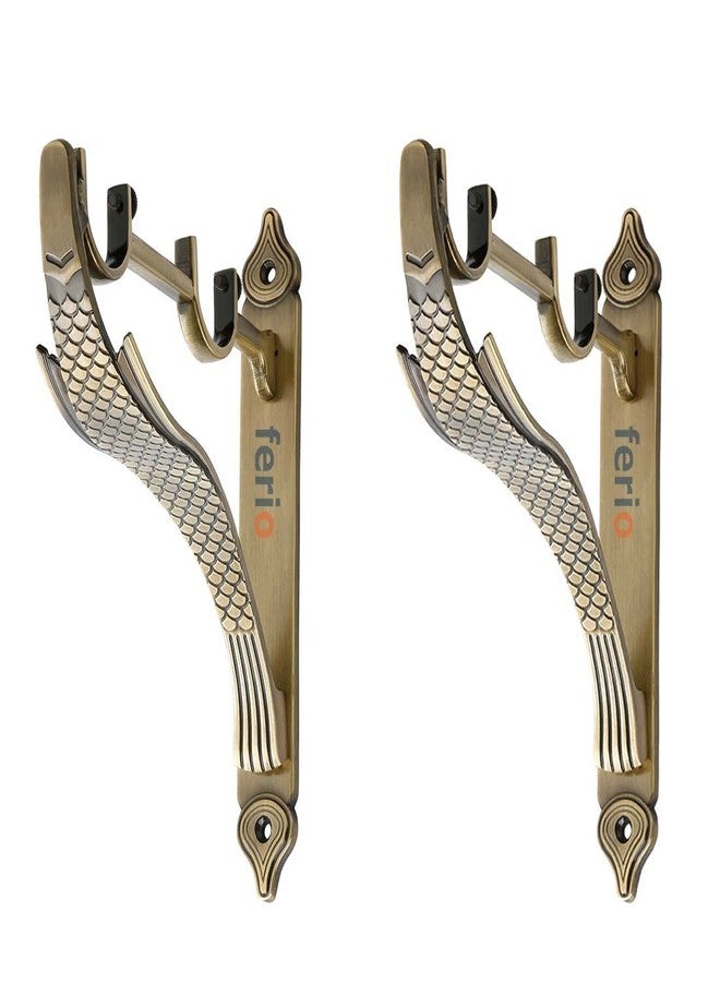 Ferio Double Curtain Rod Brackets/Support for 1 Inch Curtain Rod Holders Brass Antique Set of 2 Pic (Pack of 10) - Image 3