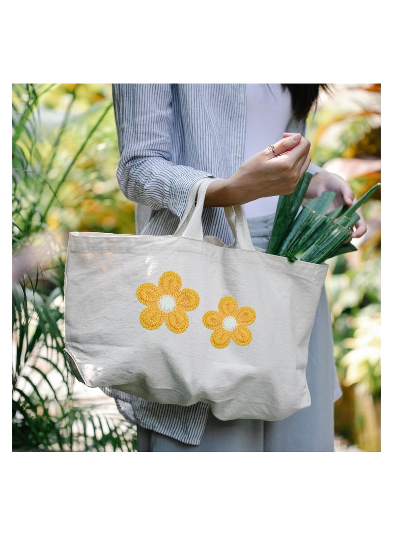 Excefore 60 Pcs Flower Embroidered Patches Sew On Decorative Embroidered Appliques Crochet Cute Floral Applique Patches for Clothes Hat DIY Accessories  - Image 2