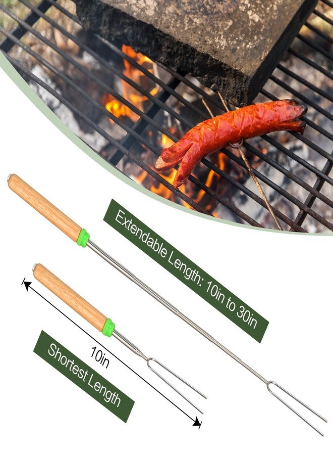 DkOvn مجموعة من 5 أعواد تحميص المارشميلو الدوارة من DkOvn، أعواد تحميص دوارة قابلة للتمديد بطول 30 بوصة مصنوعة من المعدن بمقبض خشبي، مناسبة للمارشميلو والهوت دوغ والتخييم (5 قطع) - Image 4