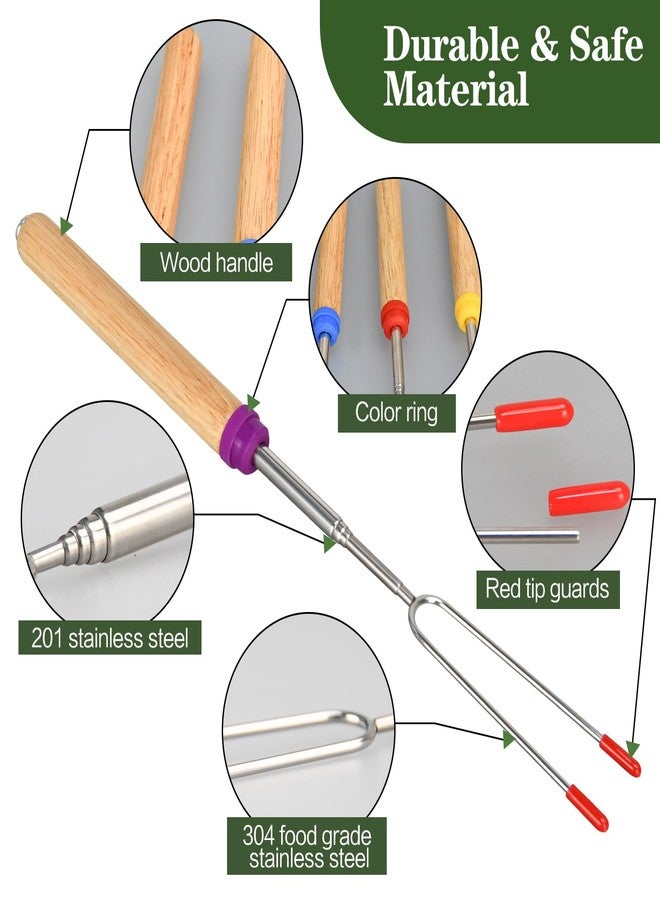 DkOvn مجموعة من 5 أعواد تحميص المارشميلو الدوارة من DkOvn، أعواد تحميص دوارة قابلة للتمديد بطول 30 بوصة مصنوعة من المعدن بمقبض خشبي، مناسبة للمارشميلو والهوت دوغ والتخييم (5 قطع) - Image 5
