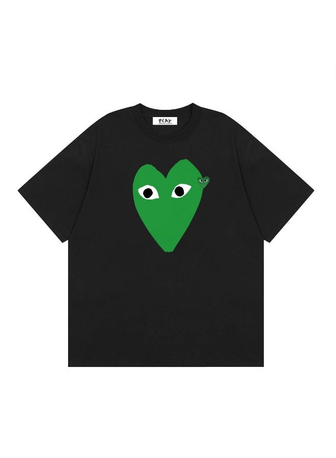 PLAY Streetwear PLAY Black Versatile T-Shirt With Double Green Hearts Size 2XL - Image 1
