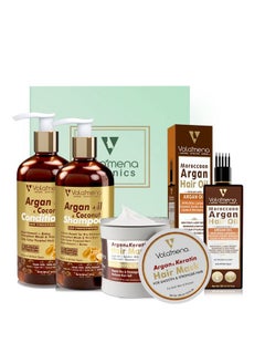VOLAMENA WITH DEVICE Volamena Argan Oil Strengthening Hair Care Kit I Argan Hair Oil I Argan Keratin Mask I Argan Shampoo I Hair Conditioner I Pack Of 4  - Image 1