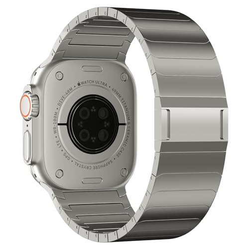 ACESTAR Full Titanium Band Compatible with Apple Watch Ultra 3/2/1 49mm / Series 10 46mm, 26mm Wide Adjustable Links with Titanium Magnetic Clasp Connectors and DLC Coating - Image 5