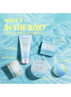 BODY & EARTH Gifts for Women, Bath and Body Gift Sets for Women with 5 Pcs Ocean Scented Spa Gifts for Women, Bath Gifts for Women with Scented Candle Body Butter Hand Cream Bath Bomb Womens Gifts for Christmas  - Image 4