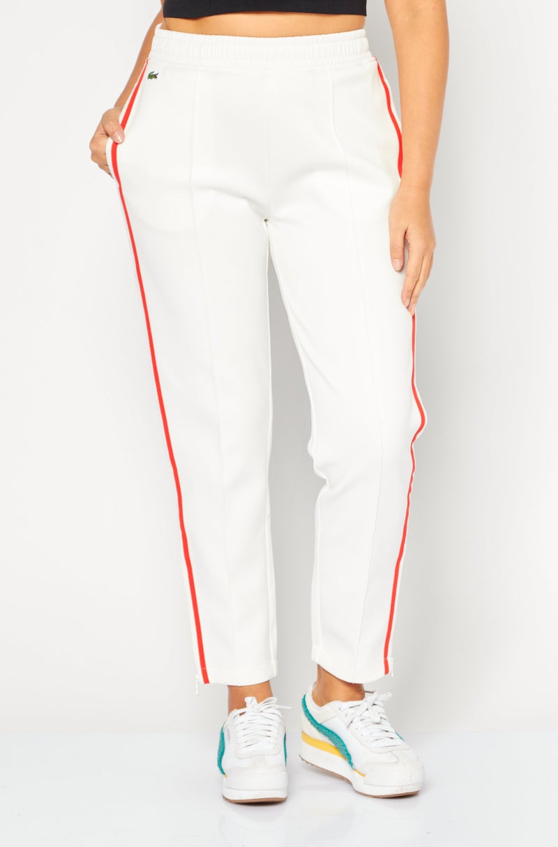 LACOSTE Women Regular Fit Side Tape Seamed Track Pants, White  - Image 1