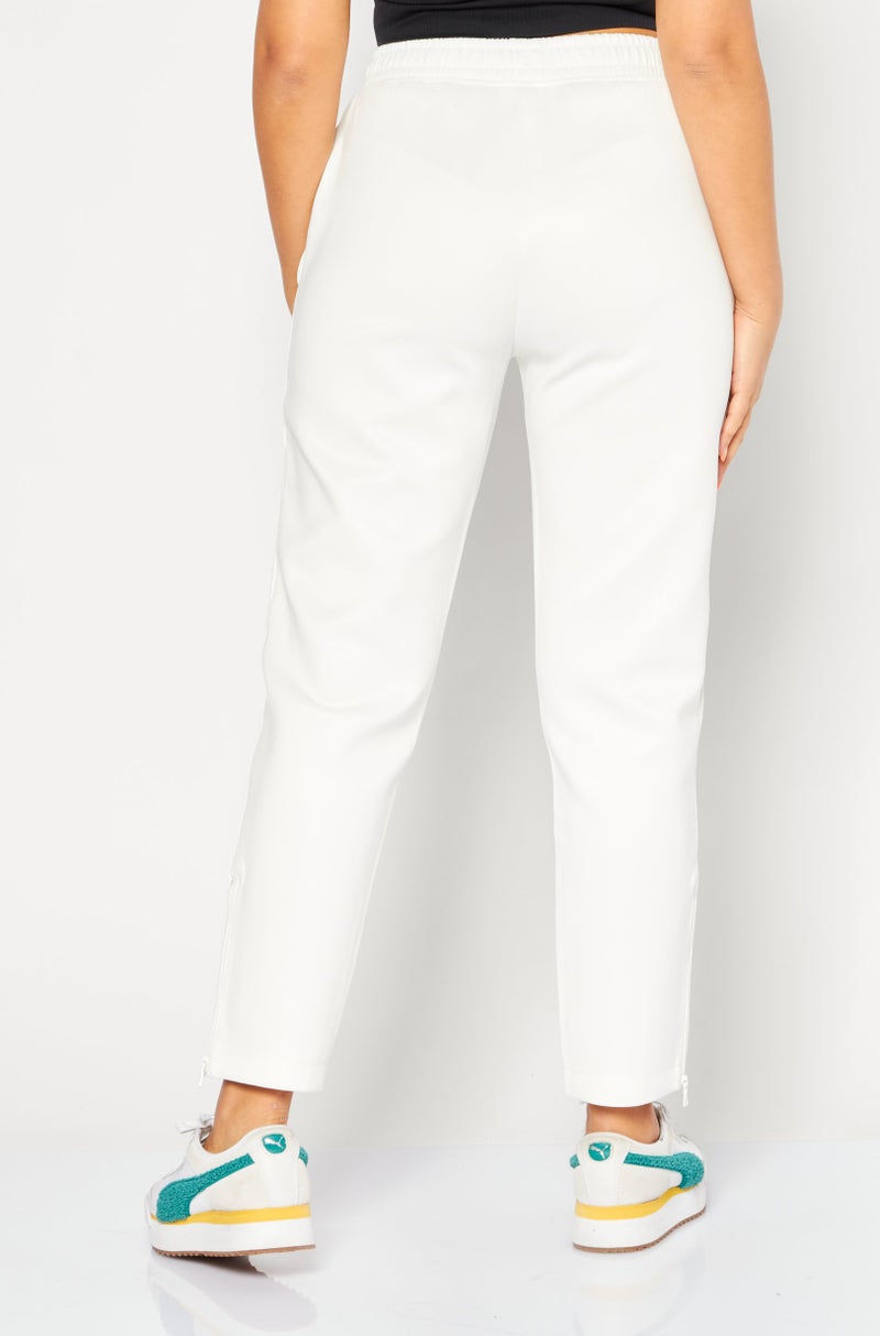 LACOSTE Women Regular Fit Side Tape Seamed Track Pants, White  - Image 3