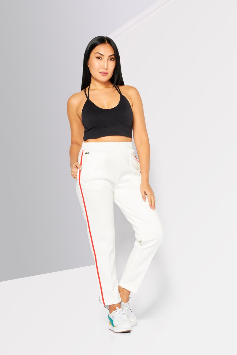 LACOSTE Women Regular Fit Side Tape Seamed Track Pants, White  - Image 2