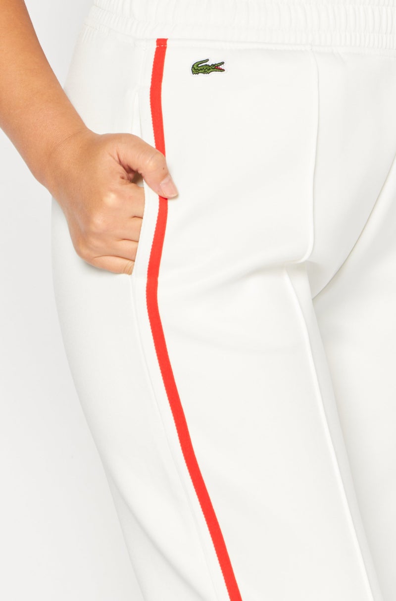 LACOSTE Women Regular Fit Side Tape Seamed Track Pants, White  - Image 4