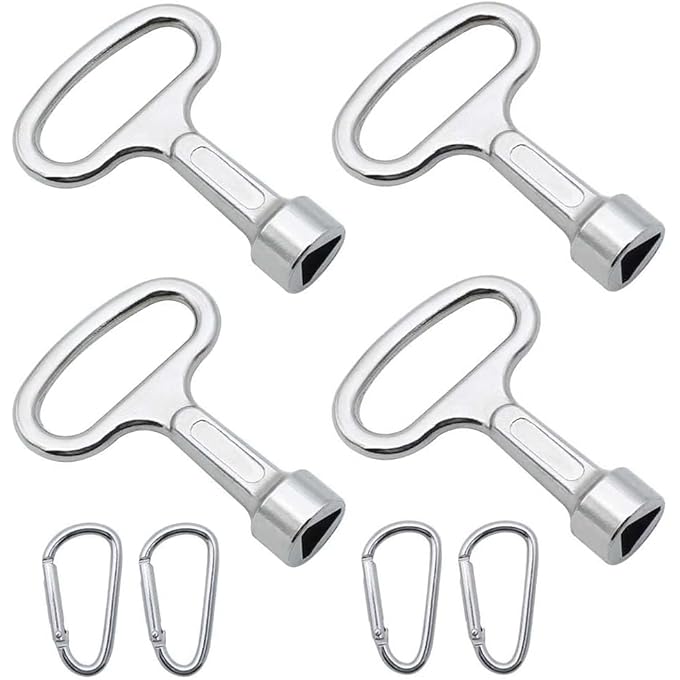 TRIANGLE KEY, 4 PIECES METER BOX KEY, METAL TRIANGLE KEY WITH CARABINER FOR BINS, RADIATORS, ELECTRIC CABINETS, GAS WATER METER BOX - Image 2