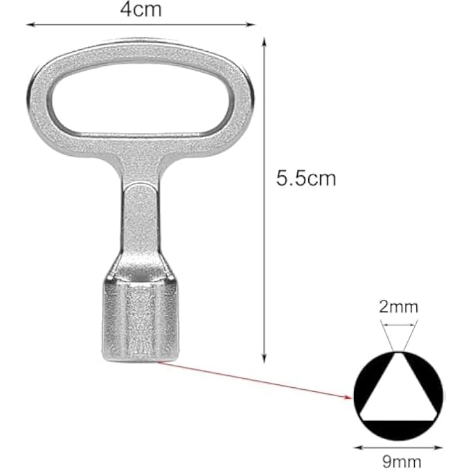 TRIANGLE KEY, 4 PIECES METER BOX KEY, METAL TRIANGLE KEY WITH CARABINER FOR BINS, RADIATORS, ELECTRIC CABINETS, GAS WATER METER BOX - Image 3