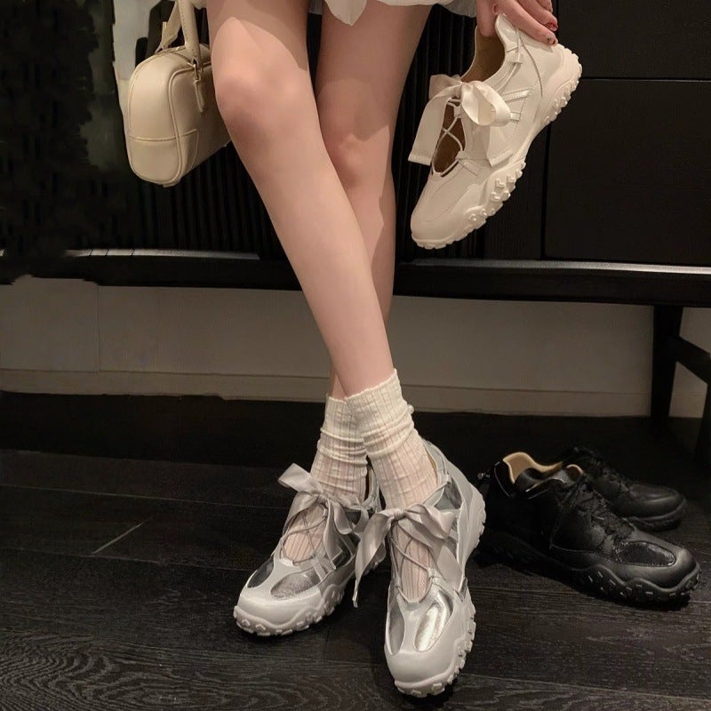 Genuine Leather Lace Dream 7Cm Inner Heightening Thick-Soled Ballet Training Shoes Women'S Mary Jane Summer Breathable Sports Sandals - Image 2