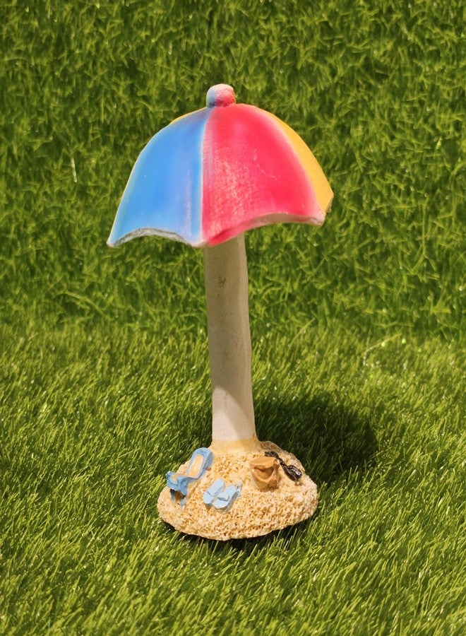 ARUNA DECOR Miniature Beach Umbrella Statue for Mini Garden Dollhouse & Fairy Garden Decor | Resin showpiece for Home Decor Gifting & DIY Terrarium Accessories - Image 1