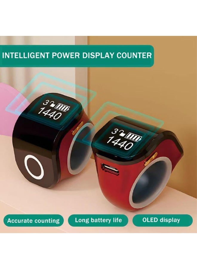 إصبع العداد النقر الخواتم, الرقمية إصبع Zikr الخواتم الذكية, الإلكترونية إصبع العداد, قابل للتعديل نوع C الرياضة العد الصلاة العداد (الأسود) - Image 4