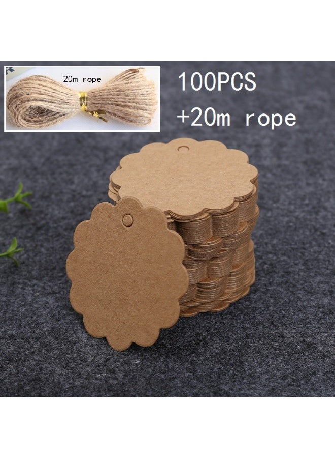 100pcs Kraft Paper Scalloped Gift Tags with Natural Jute Twine, Round Present Labels for Birthday, Wedding, Crafts & Party Decorations - Image 2