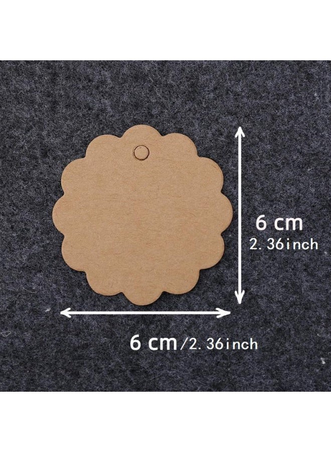 100pcs Kraft Paper Scalloped Gift Tags with Natural Jute Twine, Round Present Labels for Birthday, Wedding, Crafts & Party Decorations - Image 3