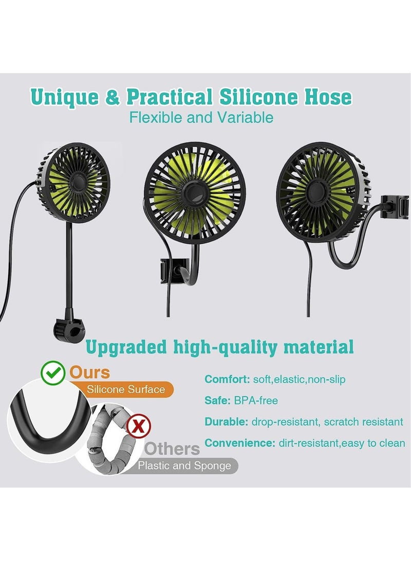 Loquat Car Fan, USB Car Fan For Backseat Car Cooling Fan, 3 Speeds Strong Wind 5V Powerful Quiet Ventilation Fan With Adjustable Clip Electric Car Seat Fan For Vehicles RV SUV Truck - Image 3