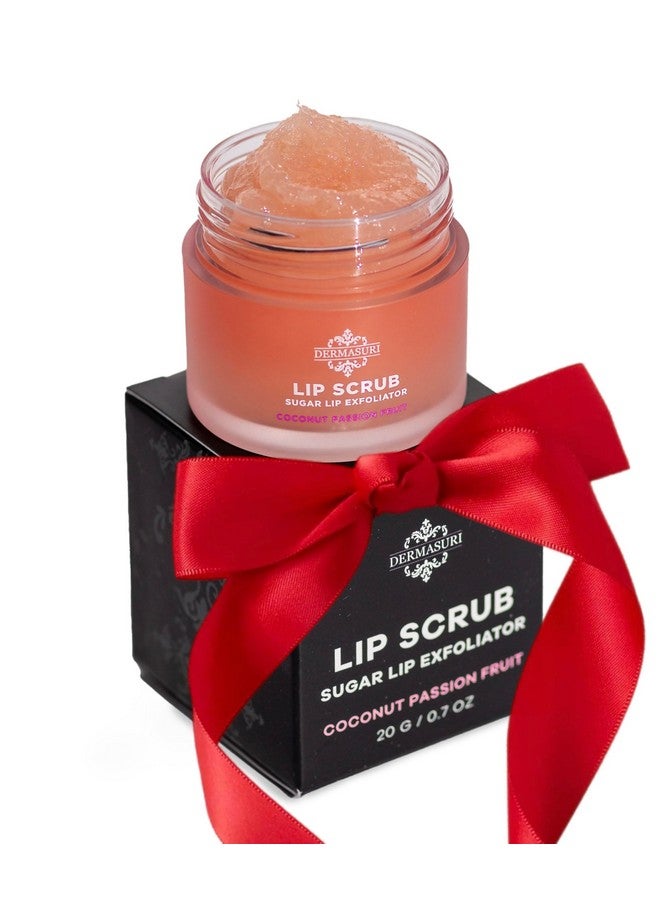 Dermasuri Lip Exfoliator Scrub and Moisturizer, Sugar Lip Scrub, Stocking Stuffers for women, Brighten Dark Lips For Women, Lip Care for Dry Lips, Coconut Passion Fruit Flavor, 20g/0.7oz - Image 1