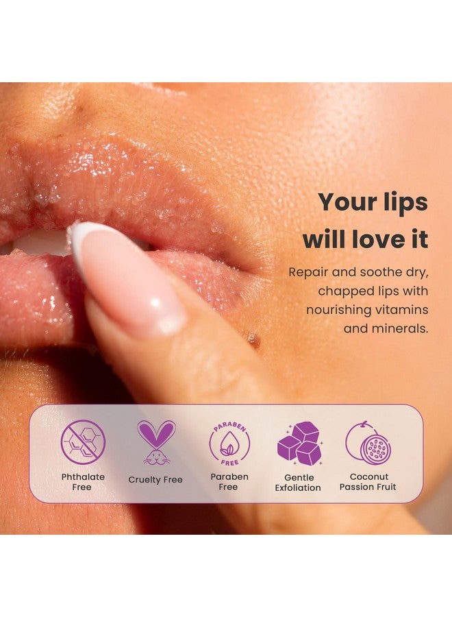 Dermasuri Lip Exfoliator Scrub and Moisturizer, Sugar Lip Scrub, Stocking Stuffers for women, Brighten Dark Lips For Women, Lip Care for Dry Lips, Coconut Passion Fruit Flavor, 20g/0.7oz - Image 4