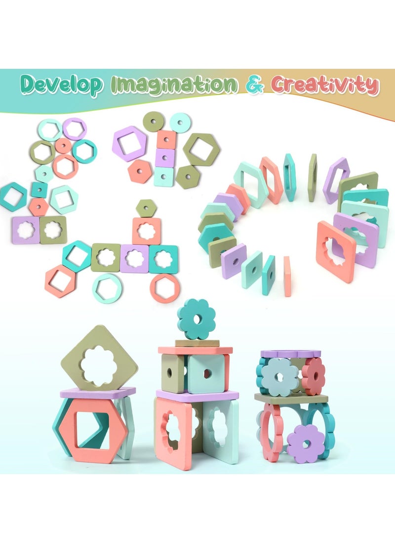 Montessori Wooden Toys for Toddlers Age 1 to 3, Shape Sorting and Color Stacking Educational Puzzles for Boys and Girls