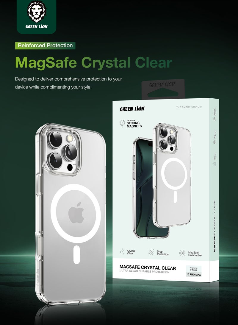 GREEN LION iPhone 16 Pro Max MagSafe Case Crystal Clear Cover / Strong Magnet / Anti Fingerprint / Anti Scratch / Ultra HD Clarity / Ultra Drop Protection / Camera Protection - Clear - Image 3
