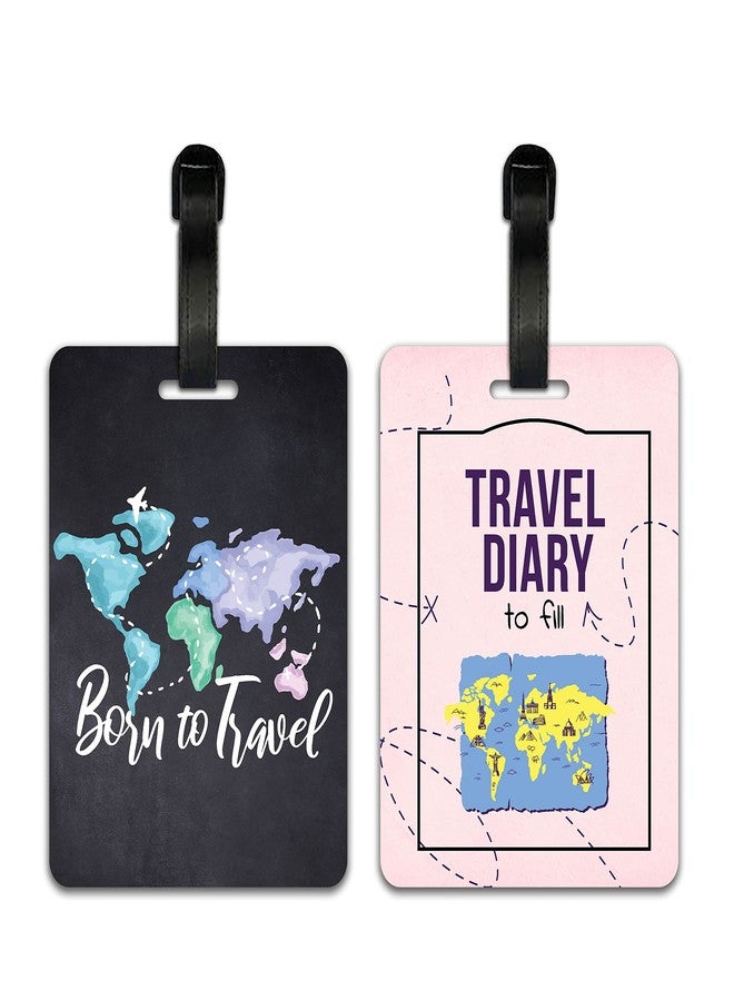 Plan To Gift Luggage Identification Tags for Bags/Backpacks and Suitcase with Funny Quote Messages (Born to Travel) - Image 1
