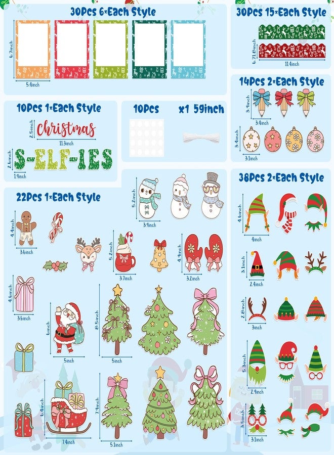 CPicdn 155Pcs Christmas Selfie Bulletin Board Decoration Set, Christmas Headwear Paper Cutouts DIY Photo Craft Cutouts Bulletin Board Border Trim, Classroom Chalkboard Supplies Wall Door Decor - Image 2
