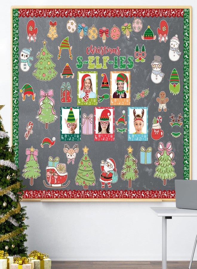 CPicdn 155Pcs Christmas Selfie Bulletin Board Decoration Set, Christmas Headwear Paper Cutouts DIY Photo Craft Cutouts Bulletin Board Border Trim, Classroom Chalkboard Supplies Wall Door Decor - Image 4
