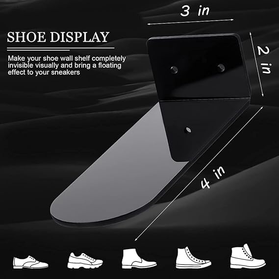 PRIBOX Premium Transparent Acrylic Floating Shoe Wall Shelf Sturdy Stylish Organizer for Sneakers Perfect for Home Office Dorms and Retail Display 3 - Image 2