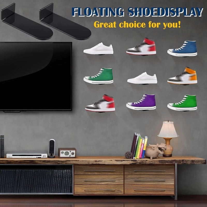 PRIBOX Premium Transparent Acrylic Floating Shoe Wall Shelf Sturdy Stylish Organizer for Sneakers Perfect for Home Office Dorms and Retail Display 3 - Image 5