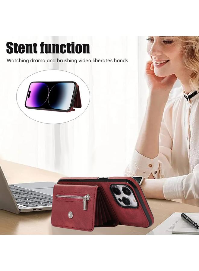 Zaboon Case For iPhone 12 Pro Max Zipper RFID Card Slot Phone Case with Short Lanyard - Image 4