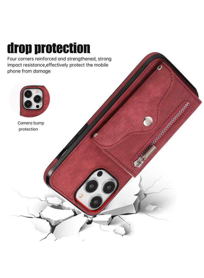 Zaboon Case For iPhone 12 Pro Max Zipper RFID Card Slot Phone Case with Short Lanyard - Image 3