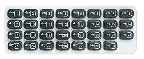 pill thing Monthly Med Organizer with 31 Daily Removable Pill Pods for Home Work Travel Numbered Pillboxes for Supplements Vitamins Grey - Image 5