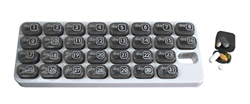 pill thing Monthly Med Organizer with 31 Daily Removable Pill Pods for Home Work Travel Numbered Pillboxes for Supplements Vitamins Grey - Image 2
