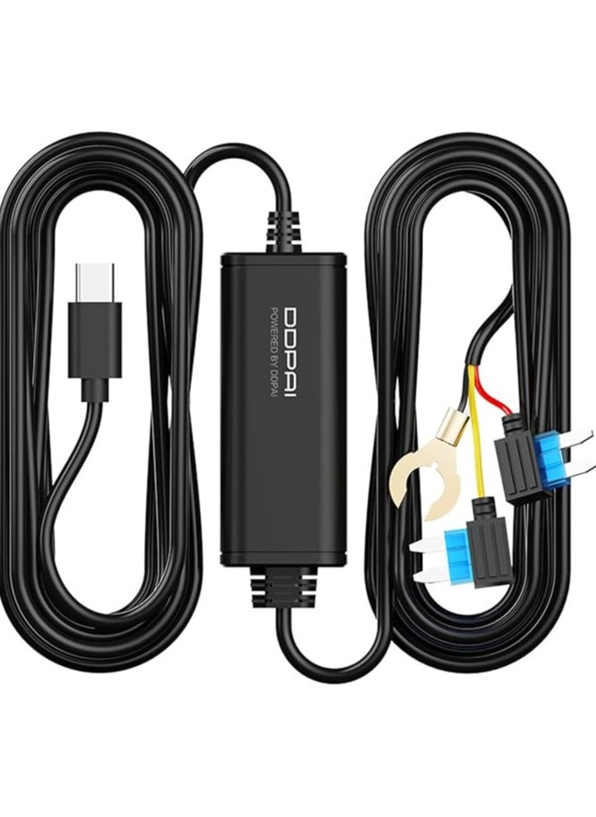 دي دي باي مجموعة اسلاك صلبة لكاميرا لوحة القيادة بمنفذ USB نوع سي بطول 10 قدم متوافقة مع موديلات Z50 برو وZ60 برو، مما يتيح مراقبة وقوف السيارات على مدار 24 ساعة، 12 فولت/2 امبير إلى 5 فولت/3 امبير لكميرات القناة Z50 برو و Z60 برو  - Image 1