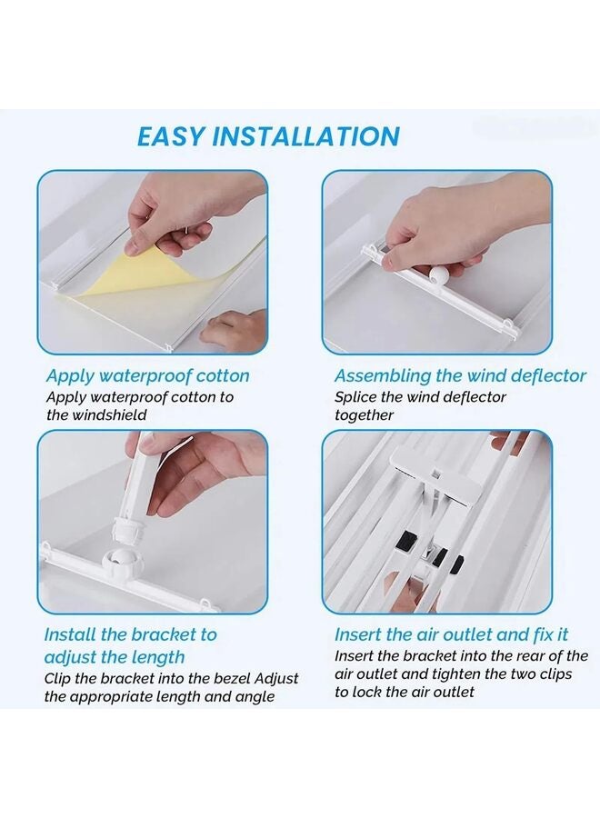 Air Conditioner Deflector, 40 cm Adjustable Wall Mount AC Vent Deflector for Wall Units Non-Condensing AC Vent Deflector for Living Room and Bedroom - Image 2