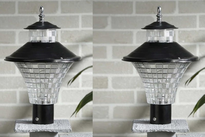 SINOMAN Metal and Polycarbonate Gate Light for Home Waterproof | Lamps for Main Gate | Outdoor Garden Light | Pillar Lights (GL Jalwa BLK, Pack of 2) Bulb Not Included - Image 3