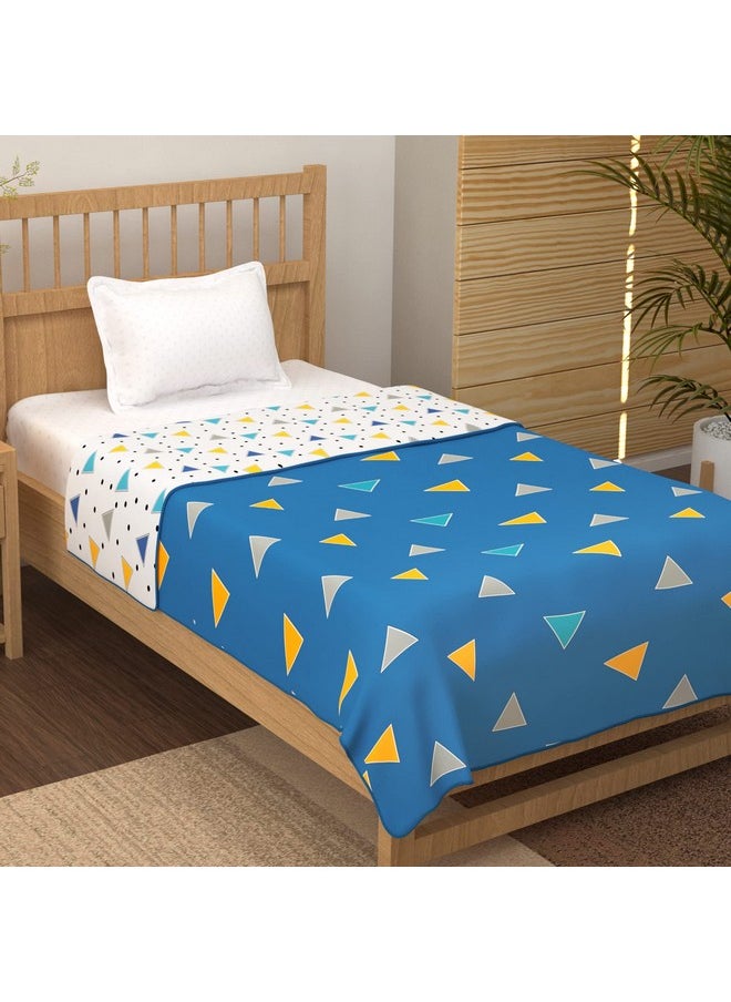 Story@Home Story@Home Comforter Single Bed | 100% Cotton Blanket Single Bed | 150GSM | 144 X 220 cm | AC Comforter Single Bed | Blue & Yellow | Geometric Pattern | Quilt | Duvet | Dohar | Perfect Festive Gifting| TC - 150  - Image 3