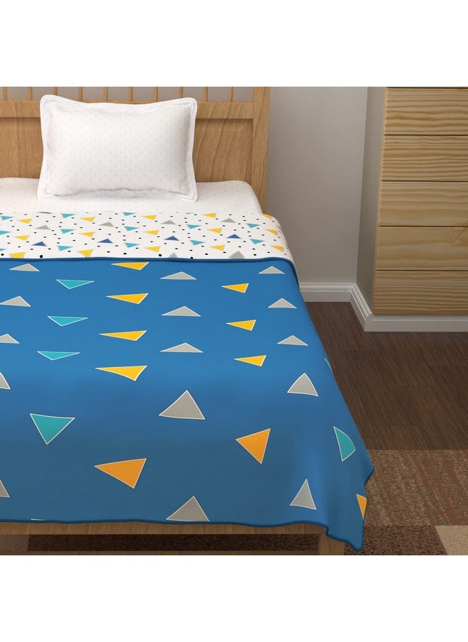 Story@Home Story@Home Comforter Single Bed | 100% Cotton Blanket Single Bed | 150GSM | 144 X 220 cm | AC Comforter Single Bed | Blue & Yellow | Geometric Pattern | Quilt | Duvet | Dohar | Perfect Festive Gifting| TC - 150  - Image 4