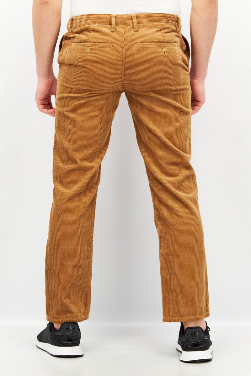 Celio Men Relaxed Fit Textured Corduroy Pants, Tan - Image 3