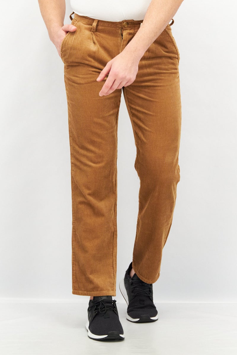 Celio Men Relaxed Fit Textured Corduroy Pants, Tan - Image 1