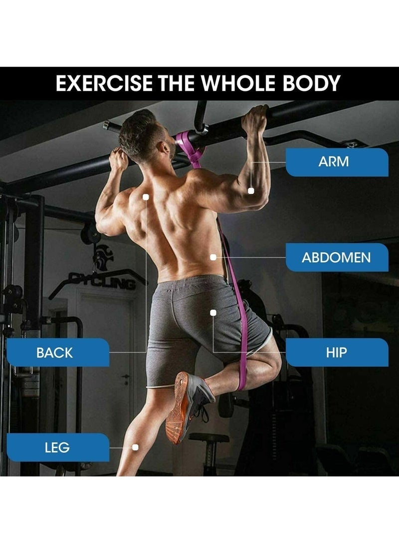 شريط مقاومة 35-85 رطلاً، شريط مساعدة للسحب، شريط تمدد شديد التحمل لتمارين رفع الأثقال، وتقوية العضلات، واليوغا، والتمدد، والحركة (أرجواني) - Image 5