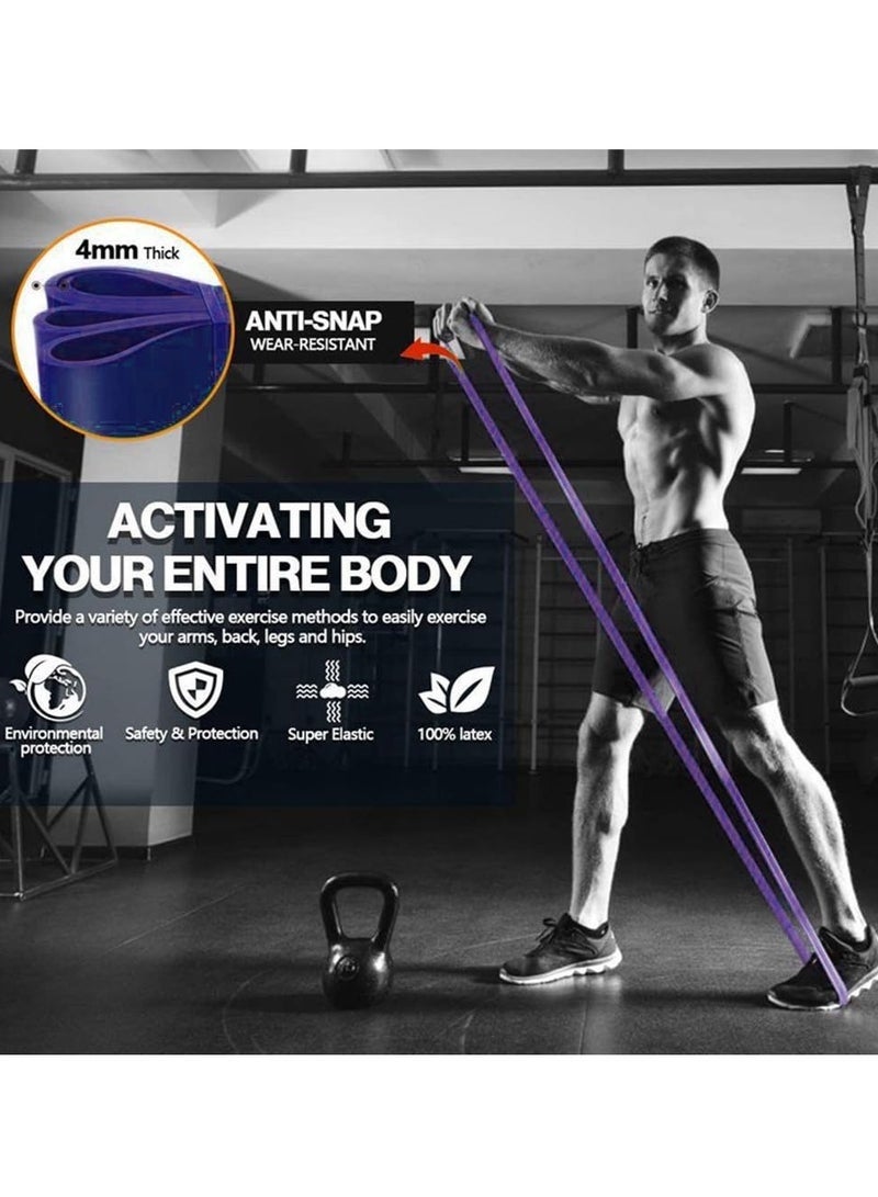 شريط مقاومة 35-85 رطلاً، شريط مساعدة للسحب، شريط تمدد شديد التحمل لتمارين رفع الأثقال، وتقوية العضلات، واليوغا، والتمدد، والحركة (أرجواني) - Image 4