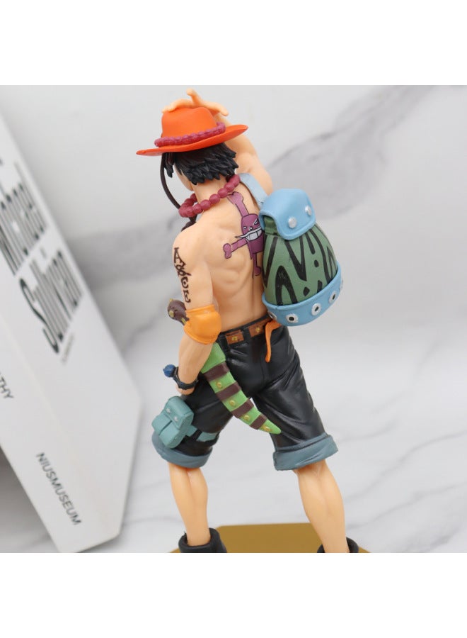 Anime One Piece Handmade 10th Anniversary Special Edition 22cm Backpack Ace Standing Posture Ornaments Model Window Box-Color:Backpack Ace (bag)  - Image 3