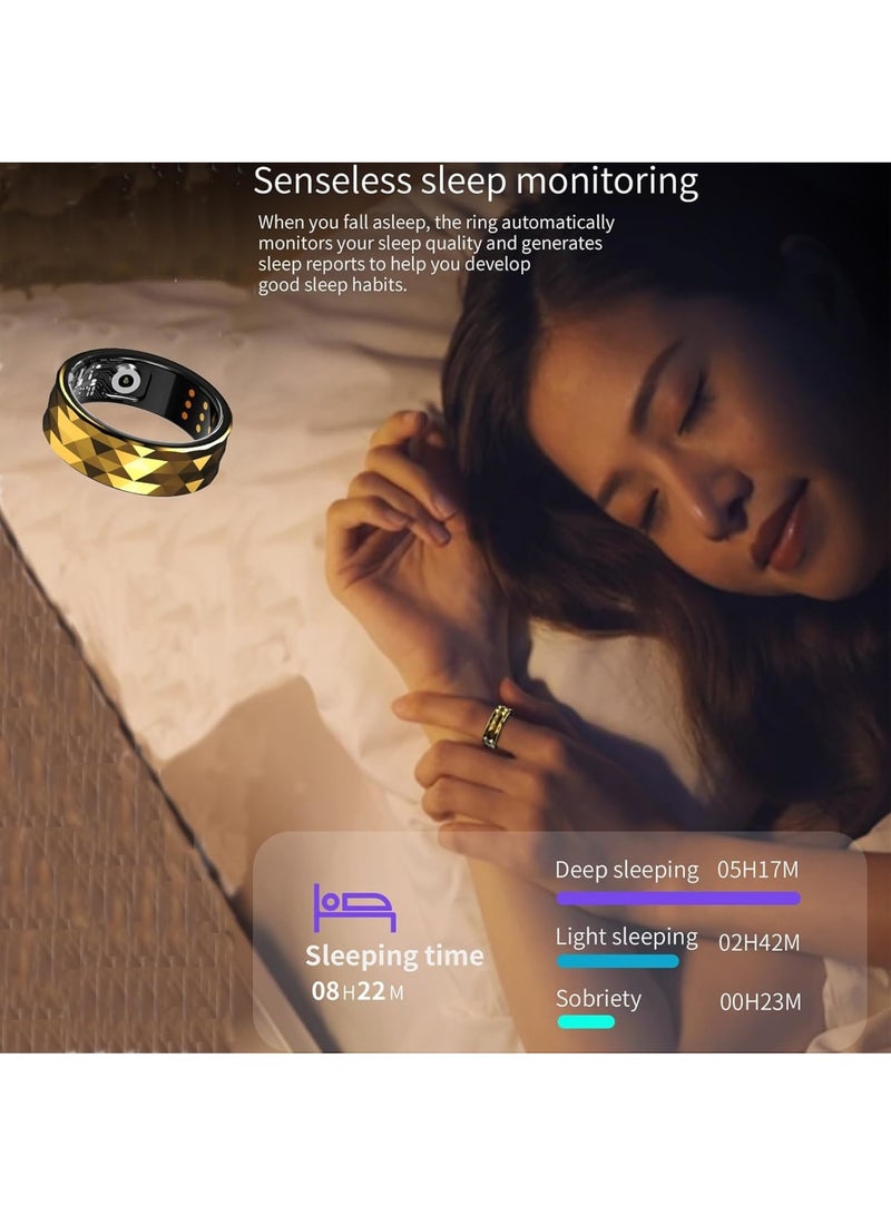 Zikra Smart Ring, 19.8 MM IP68 Waterproof Activity Tracker Ring, Fitness Tracking Smart Ring with Calories, Heart Rate, Step Counter, Blood Oxygen Monitor, Compatible with Android & iOS, Gold - Image 3