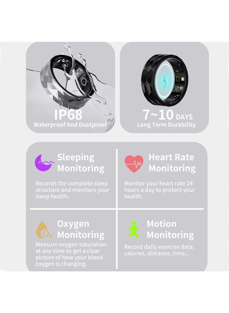 Zikra Smart Ring, 19.8 MM IP68 Waterproof Activity Tracker Ring, Fitness Tracking Smart Ring with Calories, Heart Rate, Step Counter, Blood Oxygen Monitor, Compatible with Android & iOS, Gold - Image 5